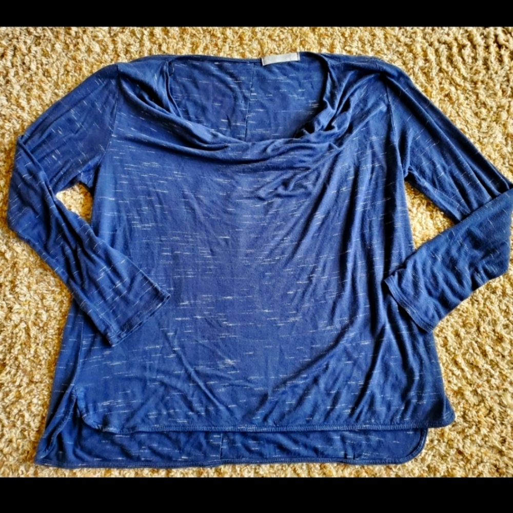 Women's Large Olivia moon drape neck blouse top long sleeve button detail shirt